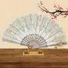 Abanico de Encaje con Accesorios para Cosplay Transfronterizo, Lujoso Abanico Plegable de Rosa Estilo Vintage Europeo, Estilo Fiesta de Té, Convención de Cómics, En Stock