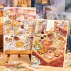 Libro de Pegatinas Escénicas PET Serie Momento Alimenticio Yuxian, Escena de Material Alimenticio DIY, 2 Estilos