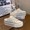 Jinbukang Zapatos Blancos Transpirables Zapatos de Verano de Medio Arrastre para Mujer Nuevos Zapatos de Malla de Malla Fina Suela Gruesa Deportivos Casuales de Tabla