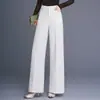 Calça Wide Leg de Cintura Alta Nova para Mulheres 2026, Solta e Emagrecedora, Adequada para o Trabalho e Uso Casual, Calça Longa Versátil de Cor Sólida