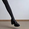 K500 Es un Clásico Que Nunca Pasa de Moda~Suela Silenciosa de 7.5cm/Mocasines Camelia para Mujer con Tacón Alto Grueso, en Stock