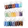 Venta Caliente Transfronteriza Piedra Natural Ágata Roja Pendientes de Bala de Moda Piedra de Tigre Cristal Pendientes de Botón Hexagonales Colgante Europa y América