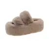 Aumentou 7CM de espessura sola de pelúcia chinelos para mulheres forro de fleece interior espessado quente tira dupla chinelos para mulheres Atacado