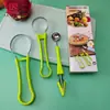 Faca de Esculpir Frutas Três em Um, Escavador de Bolas de Frutas, Ferramenta Multifuncional para Prato de Frutas, Colher de Bolas de Melancia de Aço Inoxidável
