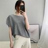 Jiuzhi de un solo hombro de punto de manga corta elegante para mujer Ropa de trabajo para dama Estilo perezoso para mujer Camiseta B2060