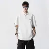 Camisa Polo Bordada de Verano Estilo Americano para Hombres de Tallas Grandes, Camiseta Casual Holgada Oversize para Hombre Talla Grande Cuello Camisero Manga Corta