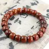 Pulseira Reta de Pau-Rosa Vermelho com Contas Únicas em Formato de Barril 8*10mm, Contas de Oração Budistas, Pau-Rosa Olho de Gato, Joia de Mão Estilo Chinês Novo