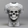 Camiseta divertida de manga corta con estampado 3D de calavera de suspenso para hombre, estilo callejero, de moda, para Halloween.