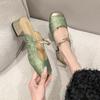 Nuevas Pantuflas Mary Jane de Estilo Chino Nacional para Mujer 2025 Nuevas Pantuflas Baotou Estampadas Pantuflas de Verano de Una Tira para Usar Afuera