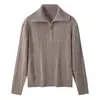 Lana Australiana26 Otoño/Invierno Cálido Suave Cómodo Cuello Redondo Todo Lana Tejido de Punto Trenzado Manga Larga Cárdigan/Suéter Mujer
