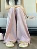 Nuevos Pantalones Anchos de Satén Jacquard Estilo Chino para Mujer, Otoño 2026 Nuevo Pantalón Delgado de Seda Helada Estampado de Cintura Alta con Efecto de Caída