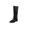 Botas largas de cuero genuino para mujer, de suela gruesa, tacón grueso y hebilla de cinturón, nuevo estilo de exportación otoño/invierno 2026, botas de montar sencillas de pierna recta