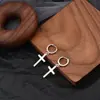 Estilo Coreano Estilo Frio Moda Brincos de Argola com Cruz Fivela de Orelha Prata Tailandesa Corpo Leve Vestido Brincos com Pingente de Cruz Unissex