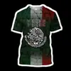 Comércio Exterior Transfronteiriço Mais Vendido Camisa do México Estampa Digital 3D Malha Respirável Camiseta Masculina de Manga Curta Atacado do Fabricante
