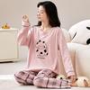 2024 Pijamas Feminino Primavera e Outono Imitação de Algodão Pull Rack Pullover Roupas Femininas Roupas Domésticas Estudante Bonito Terno Casual