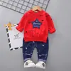 Moda coreana para niños y niñas, estampado de estrella de cinco puntas, manga larga, más pantalones largos casuales, traje coreano nuevo de manga larga para niños
