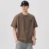 Xintang Roupas Masculinas Algodão de Tecnologia Fresca Camiseta de Manga Curta Marca Tendência Masculina Verão Bordado de Letra Modelagem Solta Camiseta Fresca