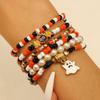 Conjunto de Pulseiras de Halloween Europeu e Americano Pulseira Divertida de Abóbora Fantasma Gato Caveira de Argila Polimérica Pulseira para Mulheres