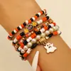 Conjunto de Pulseiras Europeu e Americano Transfronteiriço 2025 Novo Halloween Pulseira Divertida de Fantasma Abóbora Argila Macia Letra Caveira
