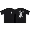 Suministro a Largo Plazo de Camisetas Unisex de Estilo Americano para la Calle Principal, Transfronterizas, de Verano, con Estampado de Letras y Cachemira, Cuello Redondo, Manga Corta, Corte Holgado
