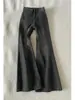 Jeans micro-flare negros y grises para mujer, nuevo estilo de otoño, de cintura alta, adelgazantes para tallas grandes, tipo cuerpo de pera, pantalones de campana elásticos