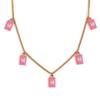 Collar de Diseño Nicho de Celebridad de Internet de Moda Europea y Americana Acero Inoxidable Chapado en Oro Rectangular Gota de Agua Zircón Gota de Aceite Collar con Colgante para Mujer