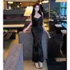 Vestido Sexy de Tirantes Estilo Retro Francés para Mujer, Ceñido a la Cintura, Versátil, Espalda Descubierta, Largo de Cola de Pez, Vestido de Cumpleaños