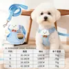 Conjunto de Coleira para Cachorro Coleira Roupa para Gato Coleira para Passeio de Cachorro ao Ar Livre Cachorros Pequenos Bichon Teddy Animal de Estimação Anti-Fuga