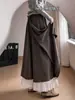 Pantalón falda de mujer color café, nuevo estilo otoño 2026, apto para petite, caída relajada, pantalones de pierna ancha con empalme de encaje