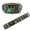 Pulsera moderna punk con hebilla de calavera y diamantes de imitación, diseño original lleno de personalidad, pulsera de cuero PU