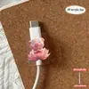 Protector de cable de datos acrílico 2D, previene la rotura, presenta diseños de animales de dibujos animados, cable de datos para teléfono Tipo-C, para ventas transfronterizas
