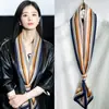 Bufanda de Seda para Mujer 2026 Nuevo Estilo Bufanda para Cuello con Sensación de Lujo, Larga y Rayada para Otoño, Combinable con Camisas, Estilo Coreano, Bufanda Versátil
