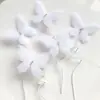 Assando Decoração de Bolo Fantasia Borboleta Oca Bolo de Aniversário Vestir Plug-in Cartão Borboleta Colorida Branca Preta