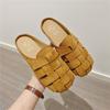 Meias Pantufas Fechadas Retro de Solado Macio para Mulheres, Sandálias de Verão 2026 Estilo Coreano com Bico Quadrado para Mulheres, Sandálias para Uso Externo para Mulheres