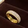 Anel Popular de Ouro 18K com Duas Fileiras de Diamantes Completas de Ziyu com Acabamento Artesanal de Borda de Contas Vintage, Sensação de Alto Padrão, Adequado para Uso Diário, Anel Exquisito