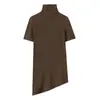Roupas Femininas Transfronteiriças 2026 Primavera/Verão Novo Estilo Único Versátil Design de Nicho Camiseta Assimétrica de Gola Alta 5578001