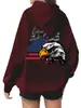 Moletom Moderno de Design Simples com Estampa de Águia e Zíper Jaqueta Cardigã Moletom Casual Solto