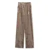 2026 Otoño Temprano Nuevo Estilo Nuevo Estilo Chino Pantalones de Pierna Ancha de Satén Estilo Nacional Jacquard Casual Pantalones de Pierna Recta Pantalones Largos para Mujer M2076