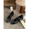 Zapatos de ballet de piel estilo francés, zapatos Mary Jane plateados, primavera y otoño 2024, zapatos de tacón bajo con punta cuadrada de una sola capa, zapatos de noche para mujer