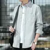 Camisa de manga larga para hombre estilo Hong Kong, diseño nuevo, versátil, ligera, con bolsillos, perfecta para primavera, camisa casual estilo japonés con buena caída