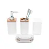 Bandeja de Juego de Baño de Plástico Juego de Artículos de Tocador de Baño Portacepillos de Dientes Lavabo de Baño Adornos de Hotel Juego de Cuatro Piezas