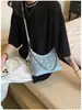 Bolsa Super Quente de Nicho com Strass Hot-Fix Feminina 2026 Nova Elegante Versátil Bolsa Transversal de Corrente Bolsa de Ombro com Corrente em Jeans