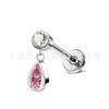 Pendientes de titanio F136 con forma de gota de agua, colgante de bolsa cilíndrica, diamante 5A, lágrima, joyería para piercing de cuerpo de aleación de titanio G23, pendiente de cartílago