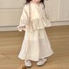 Traje de Primavera y Otoño para Niñas 2025 Nuevo Conjunto Dulce de Dos Piezas para Bebé Niña Estilo Pequeña Fragancia Camisa Pantalones de Pierna Ancha