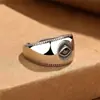 Anel Masculino Aberto Europeu e Americano Popular Retro Desgastado Olho de Diabo, Fashion, Único, Versátil, Simples