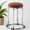 Mesa de jantar de 46 cm de altura com estrutura de aço reforçada, design popular, aço inoxidável espessado e reforçado, banqueta alta estilosa para uso doméstico, banqueta redonda