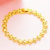 Pulsera de imitación de oro de 8 mm chapada en oro de 24 quilates, joyería nupcial de imitación de oro para mujer, estilo étnico, con forma de corazón de flor.
