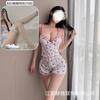 Traje Sexy y Sexy con Estampado Floral de Cerezas Que Se Puede Usar Afuera, No Hay Necesidad de Quitarse los Tirantes, Pijama de Cuello en V y Almohadilla en el Pecho, Cómodo para el Hogar