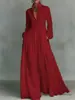 2026 Novo Estilo Transfronteiriço Elegante Afunilado na Cintura Emagrecedor Manga Longa Plissado Longo Vestido de Férias Vestido Branco Francês
