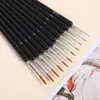 Set de 11 Pinceles de Contorno de Pelo de Lobo Transfronterizo con Mangos de Plástico y Madera para Acuarela y Óleo, Pinceles Ultra Finos y Extremadamente Finos Dibujados a Mano para Contornear y Detallar